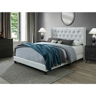 Bardy Upholstered Button-tufted Wingback Bed - Queen or King