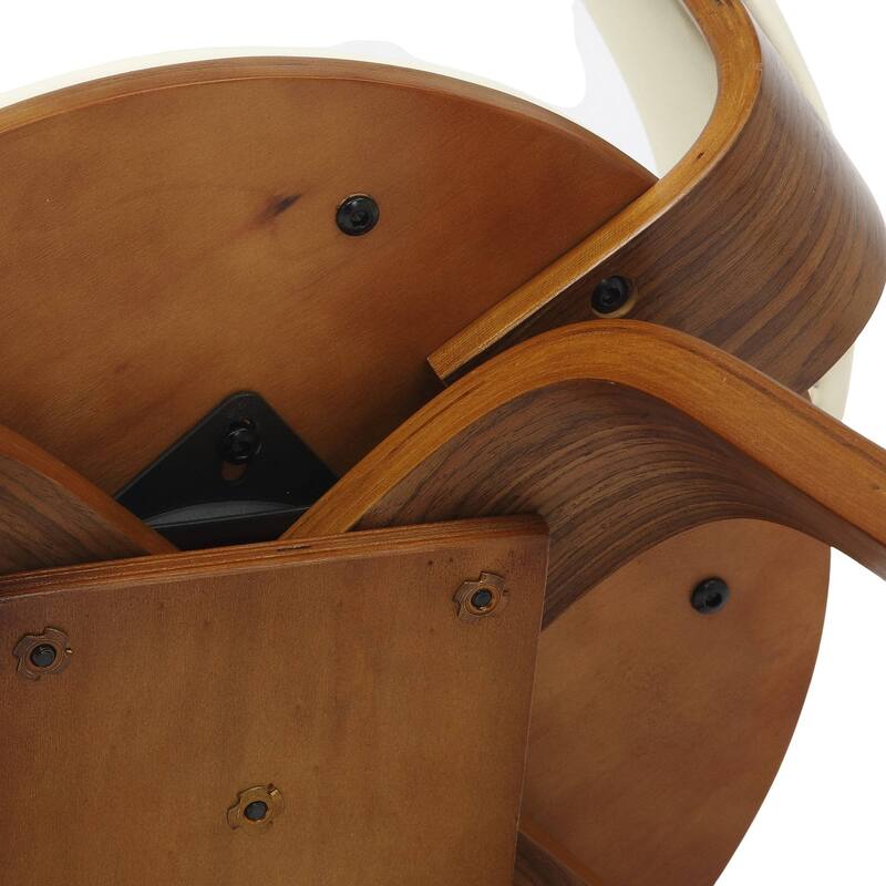 Leather Dining Chair in Solid Wood Accent Arm Chair Open Curved Back Design