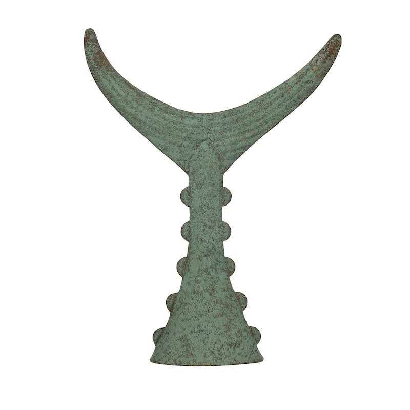 Distressed Metal Tuna Tail Accent Decor - 14.3"L x 3.0"W x 18.0"H - Aqua - 14.3"L x 3.0"W x 18.0"H