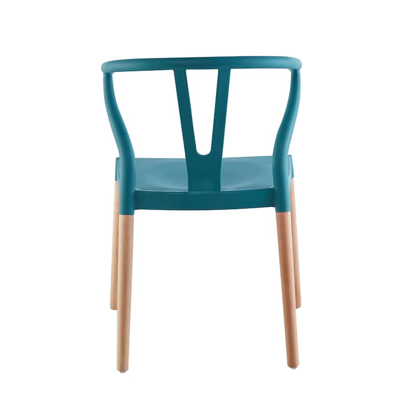 Porthos Home Lyra Plastic Dining Chairs with Beechwood Legs, Set of 2