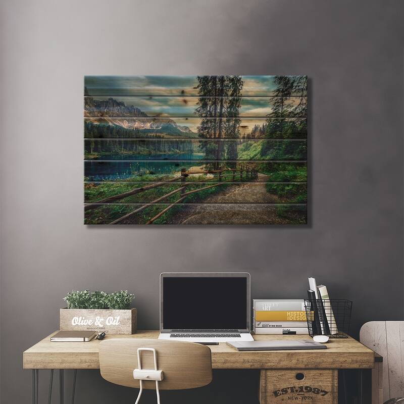 Evening In Carezza Print On Wood by Manjik Pictures - Multi-Color