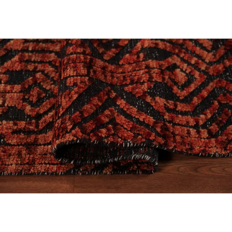 Modern Geometric Moroccan Oriental Area Rug Handmade Wool Carpet - 4'11" x 8'2"