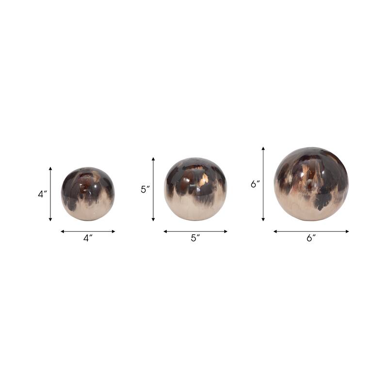 Sagebrook Home Set Of 3 4/5/6" Metal Abstract Round Galaxy Orbs