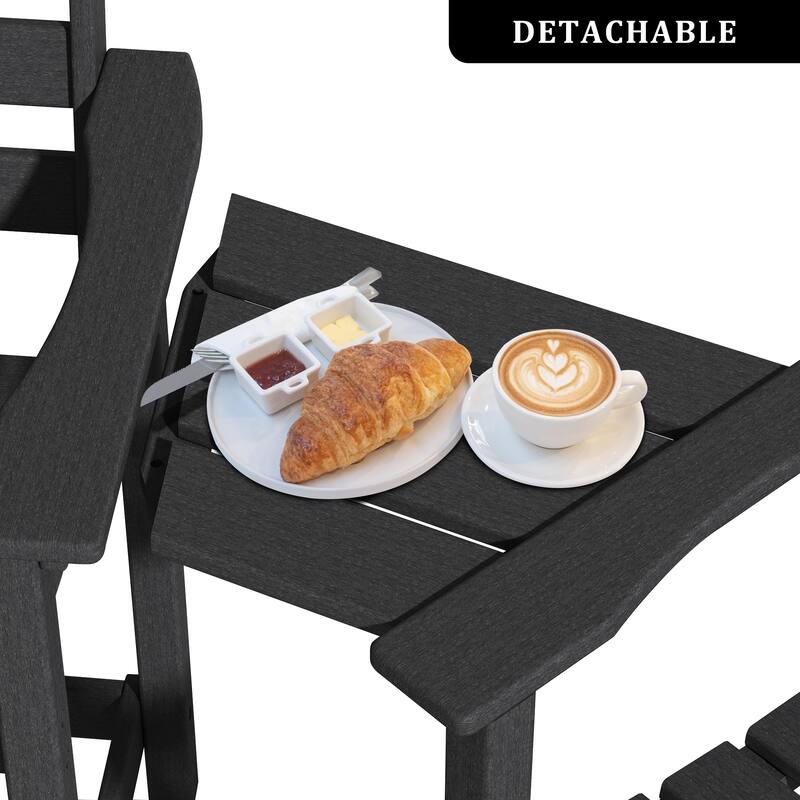 Adirondack Chairs Set of 2 with Connecting Tray, 24 inches HDPE Bar Height Outdoor Patio Bar Stool Chairs