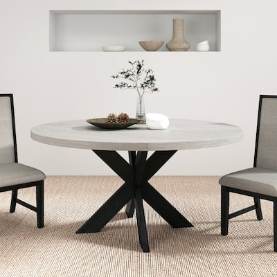 Roundhill Furniture Gates Round Dining Table, Gray