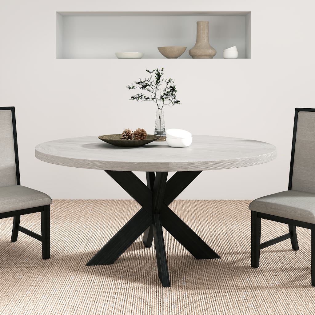 Roundhill Furniture Gates Round Dining Table, Gray