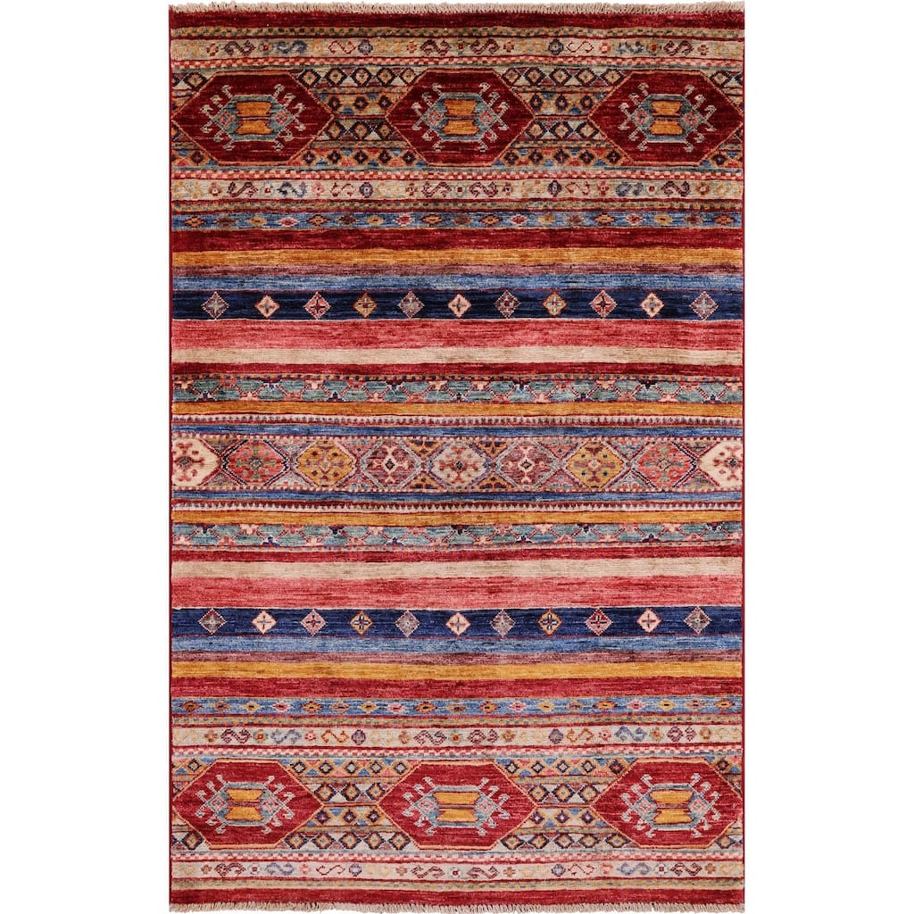 Golden Nile Khorjin Persian Gabbeh Hand Knotted Wool Rug - 3' 3" X 5' 1"