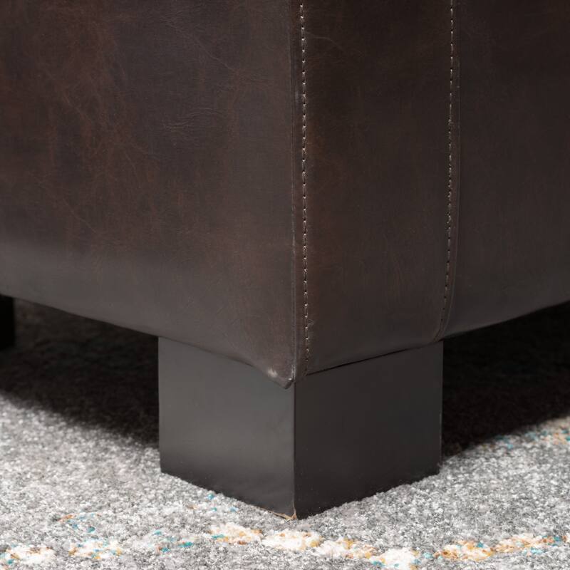 Guernsey Brown Bonded Leather Storage Ottoman Bench by Christopher Knight Home