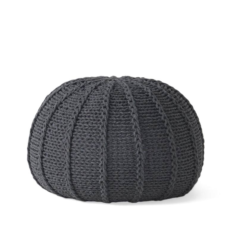 Corisande Knitted Cotton Pouf by Christopher Knight Home