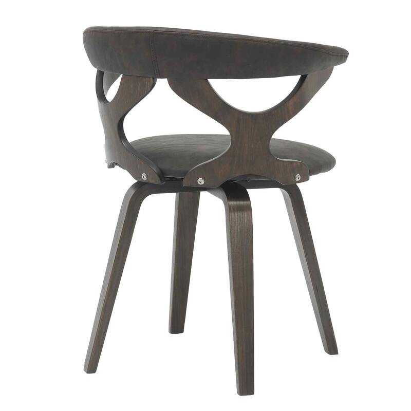 Dining Chairs Round Leather Seat with Solid Wood Legs Accent Arm Chair Modern Cut-Out Design