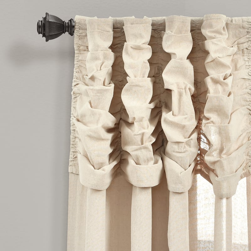 Lush Decor Ruched Waterfall Linen Window Curtain Single Panel - 84" x 52"