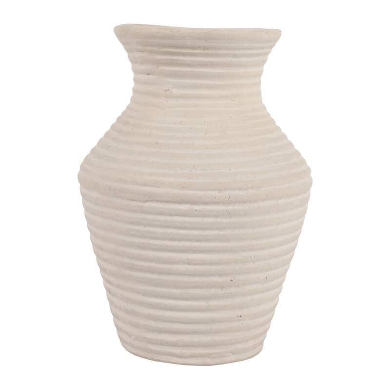 Sculptural Ribbed Paper Mache Table Vase - Stylish Tall Flower Vase