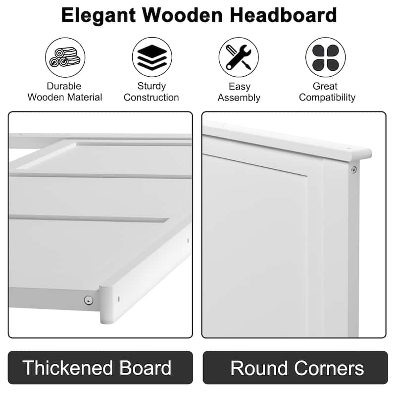 Costway Full Wood Headboard Flat Panel Pre-drilled Holes Height