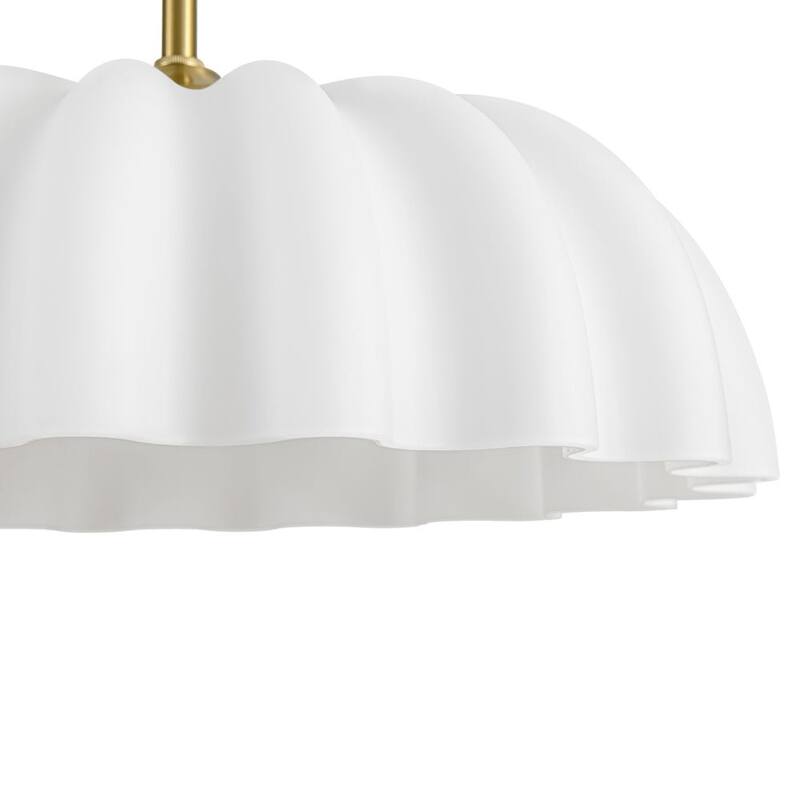 Chic Modern 1-Light Shell Scalloped Glass Single Pendant - 15.7 in