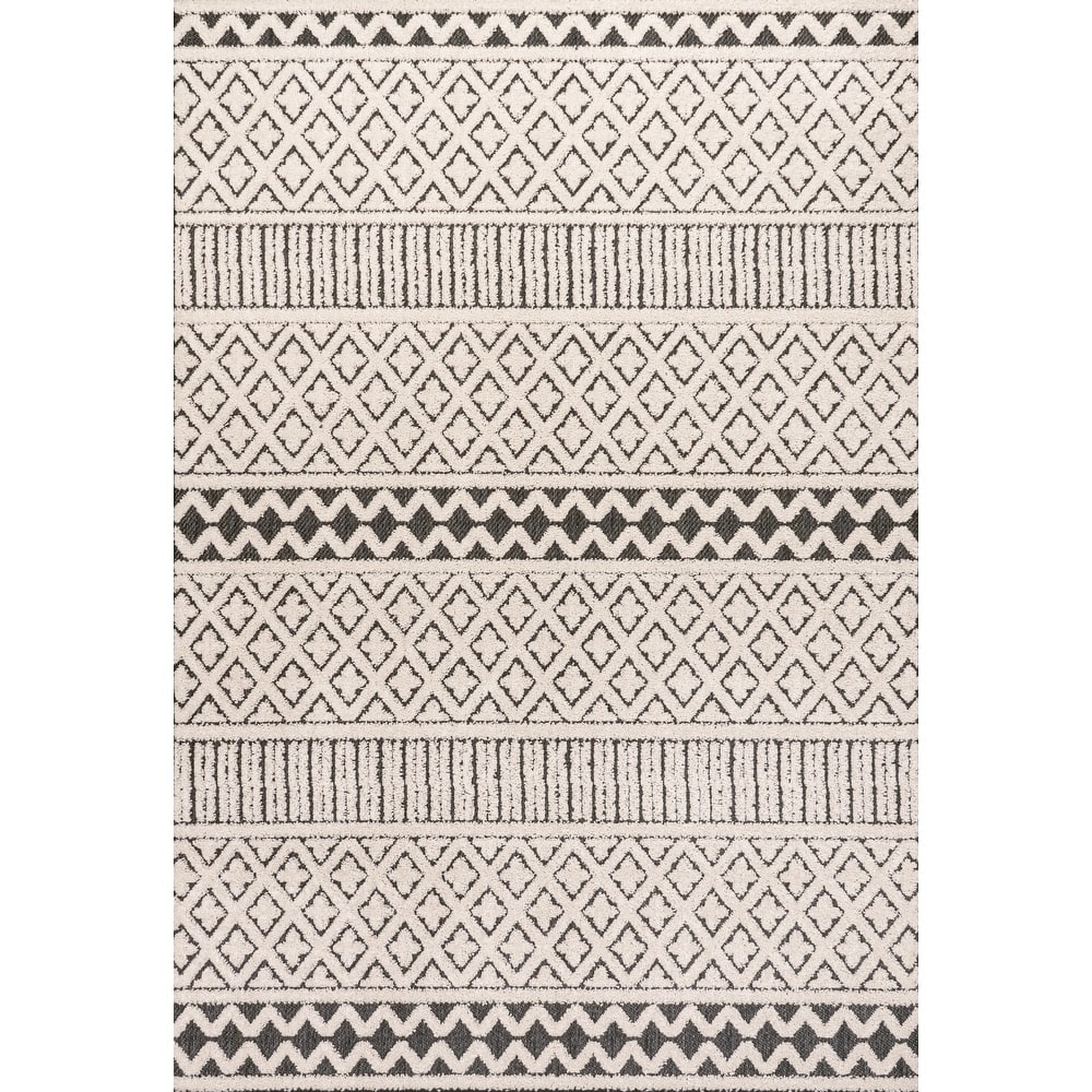 JONATHAN Y Duenas High-Low Two-Tone Monstera Leaf Area Rug