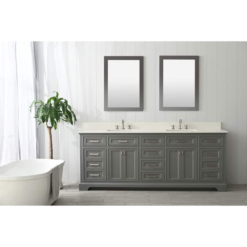 84" Milano Classic Double Bathroom Vanity in Gray