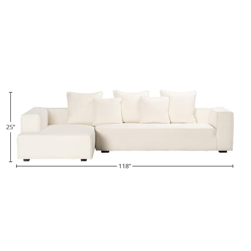 Zayn 118-inch Modern Sectional Sofa with Chaise in Boucle
