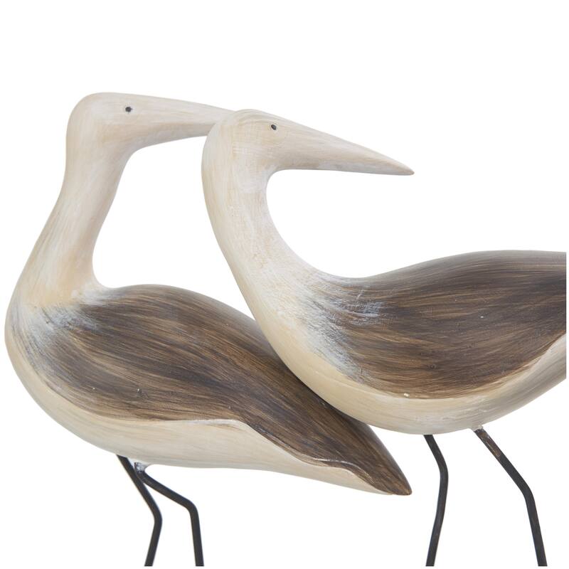 Polystone Bird Family Decorative Sculpture with Cream Rock Base - Brown - Roche River Decor