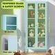 preview thumbnail 14 of 18, Kitchen Pantry Cabinet Glass Display Storage Buffet Sideboards with Glass Doors and 4 Adjustable Shelves