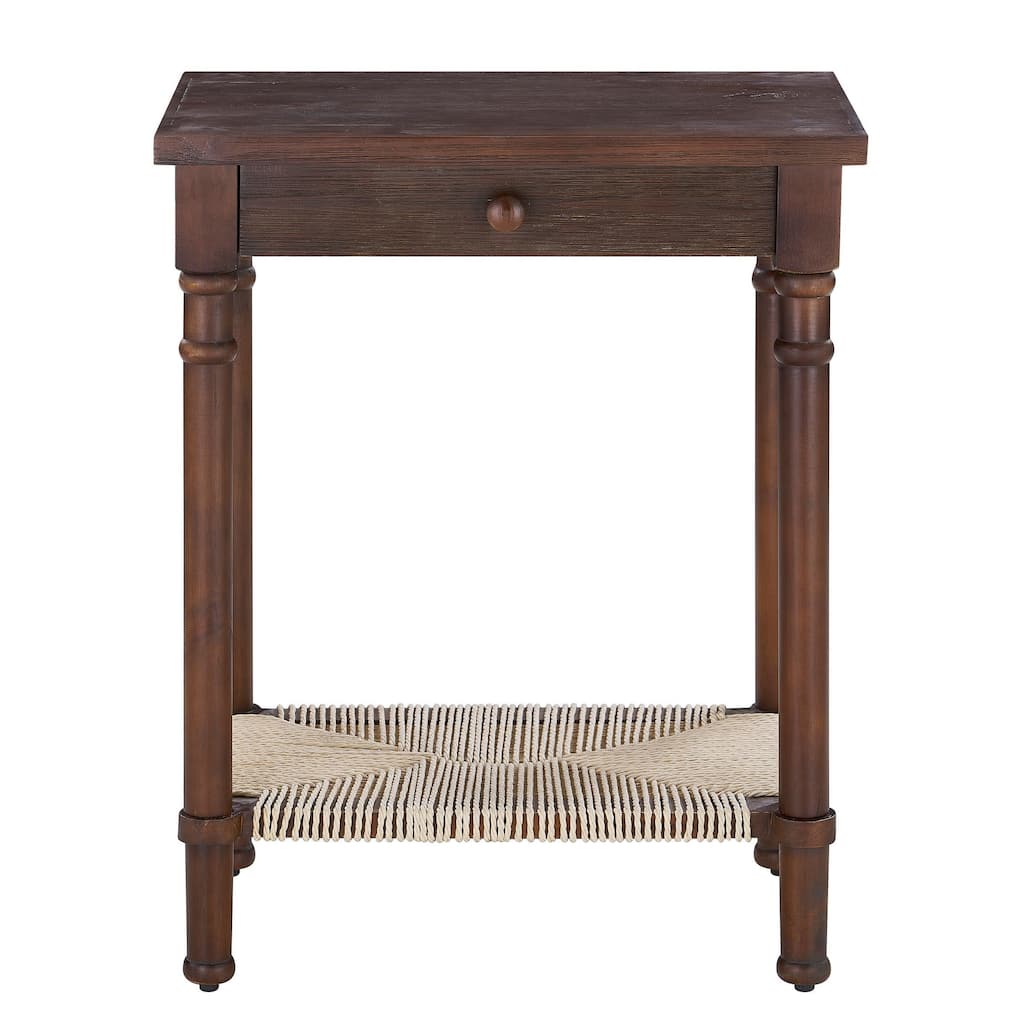 Haven Fir Wood End Table, Walnut