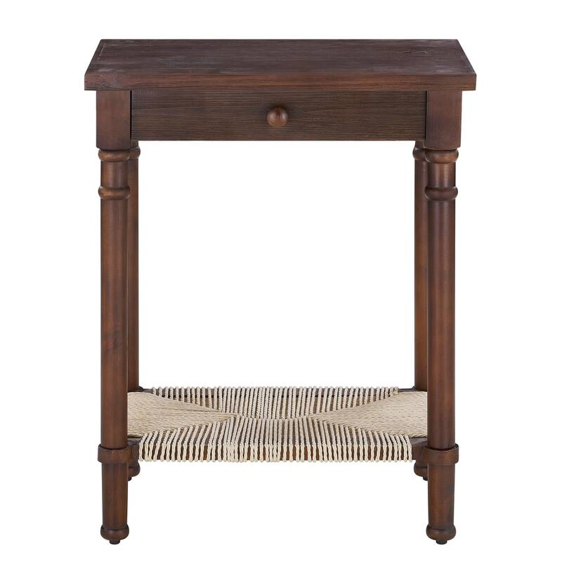 Haven Fir Wood End Table, Walnut