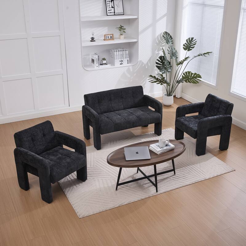 Nordic Modern Double Armchair Compact Upholstered Sofa Leisure Sofa Comfortable Seating with Dual Armrests Can be paired