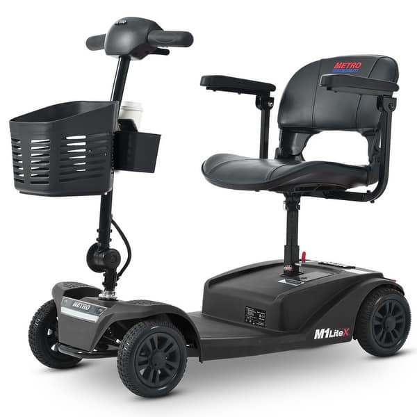 slide 2 of 8, M1 LITEX-A Powered Lightweight Manual Folding Mobility Scooter for Adults and Seniors. Black