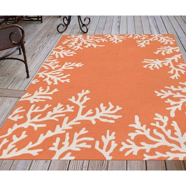 Liora Manne Capri Coral Border Indoor Outdoor Rug On Sale Overstock 21173849 Our distinctive border rug showcasing a delicate coral motif set against a coral hued background makes a stunning decorative accent for your coastal retreat.our hand hooked synthetic rug is crafted. porch den