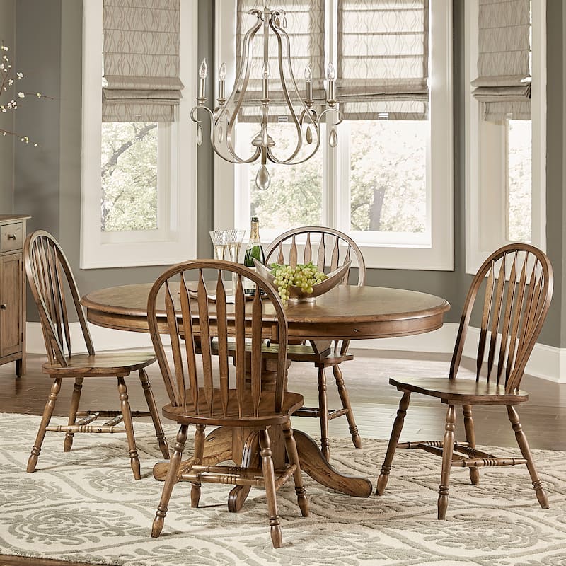 Carolina Crossing Antique Honey Distressed 5 Piece Pedestal Table Set - Honey