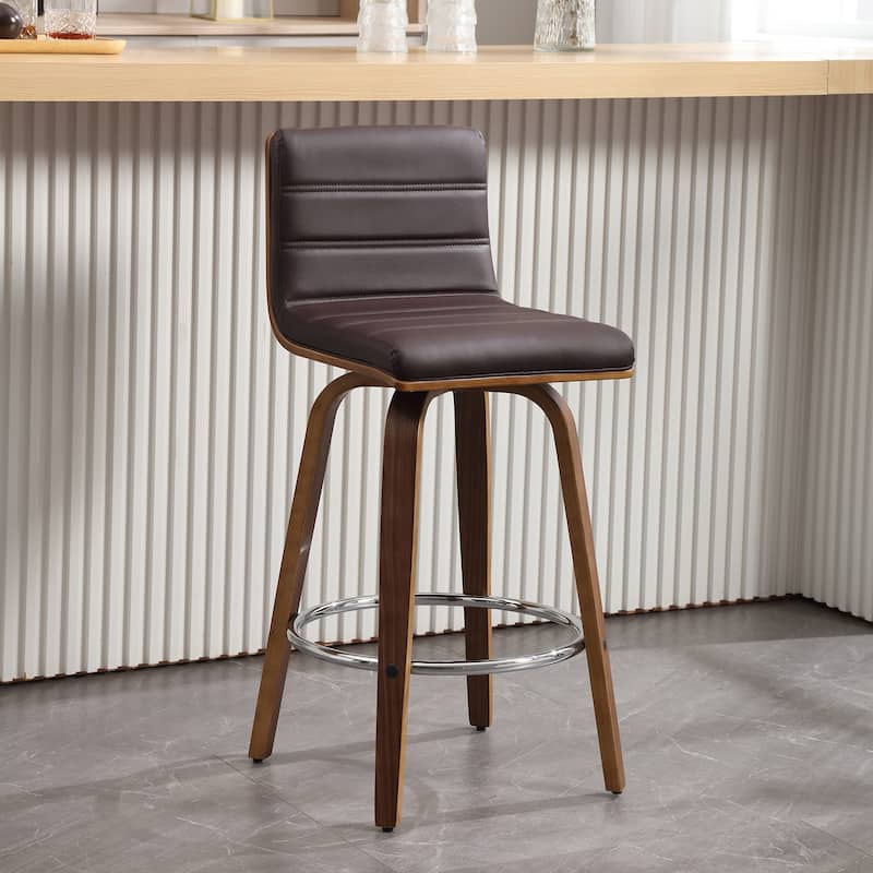 26"/29" Faux Leather Swivel Bar/Counter Stools, Set of 2/3 - Single - Brown - Counter Height