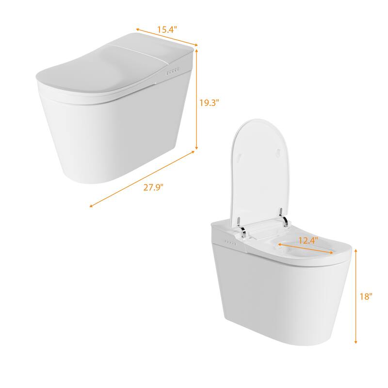 Luxury Smart Toilet with Tank, UV Sterilization, Heated Seat,Warm Air Dryer, Instant Heating Water, Night Light