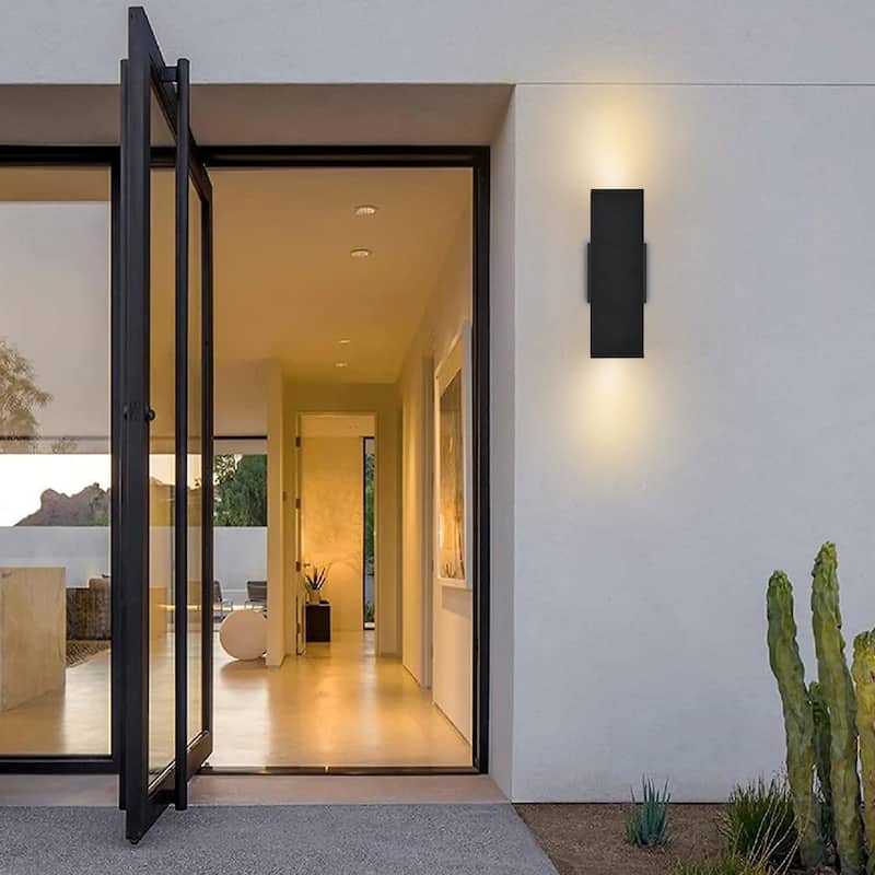 11" Modern Vintage Black Linear Square Wall Light Waterproof IP54 Lantern Outdoor Wall Sconces Lights for Outside