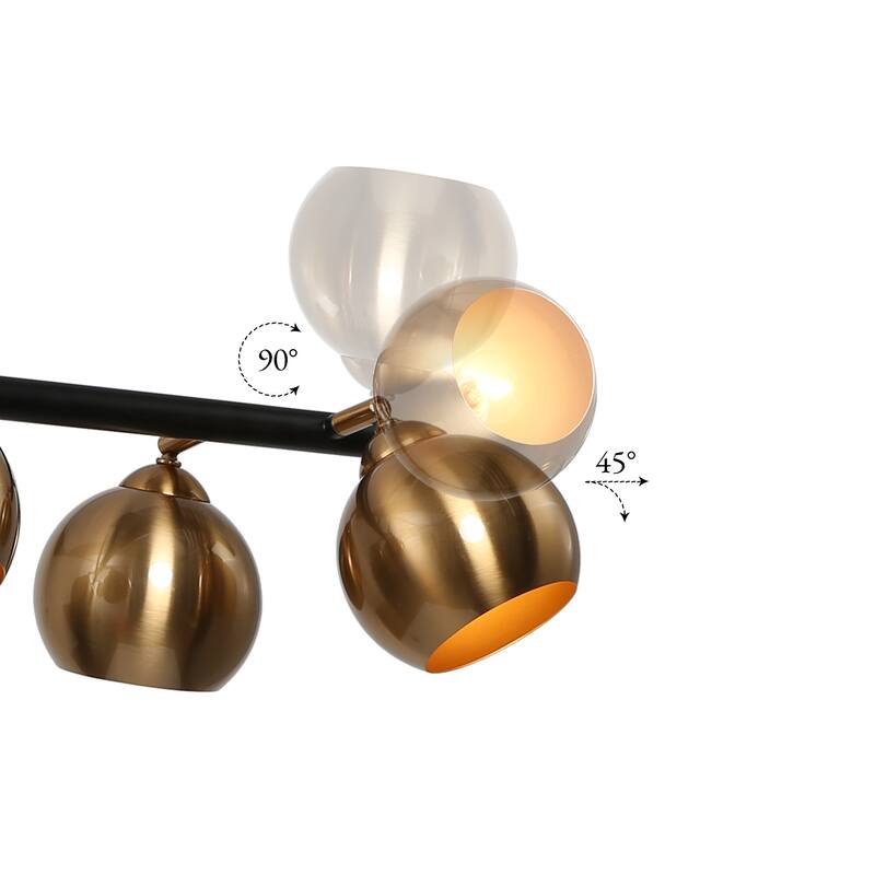 Modern 6-Light Black Gold Linear Chandeliers Glam Metal Island Light for Dining Room - L31" x W5.5" x H13.5"