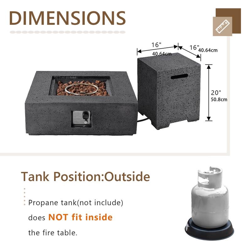 COSIEST Outdoor 35-inch Square Propane Fire Pit Table