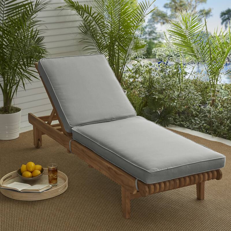 Sorra Home Outdura Solid Indoor/Outdoor Corded Chaise Lounge Cushion - 73 in x 24 in x 3 in - ETC Smoke