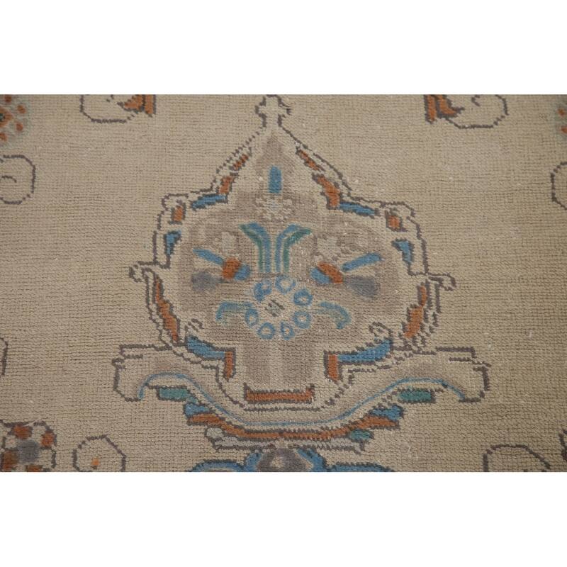Hand Knotted Oriental 100% Wool Carpet Traditional Medallion Beige & Ivories Tabriz Area Rug - 13' 0'' X 9' 7''