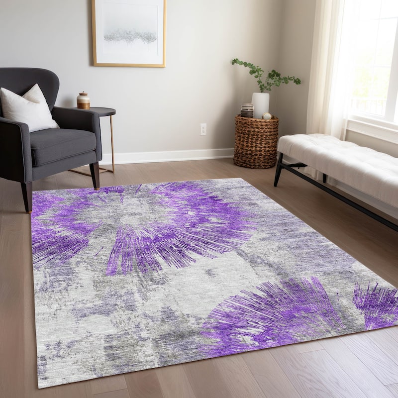 Machine Washable Indoor/ Outdoor Chantille Contemporary Starburst Rug
