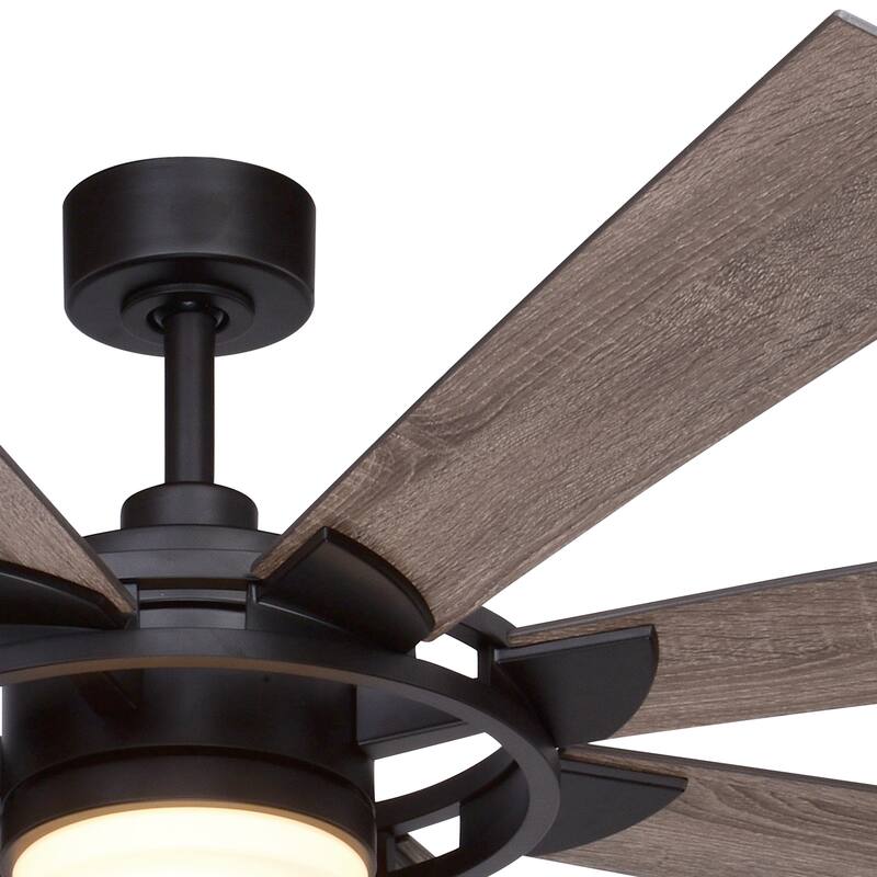 Burlington 68-in Farmhouse Windmill Indoor Outdoor Ceiling Fan with LED Light Kit and Remote
