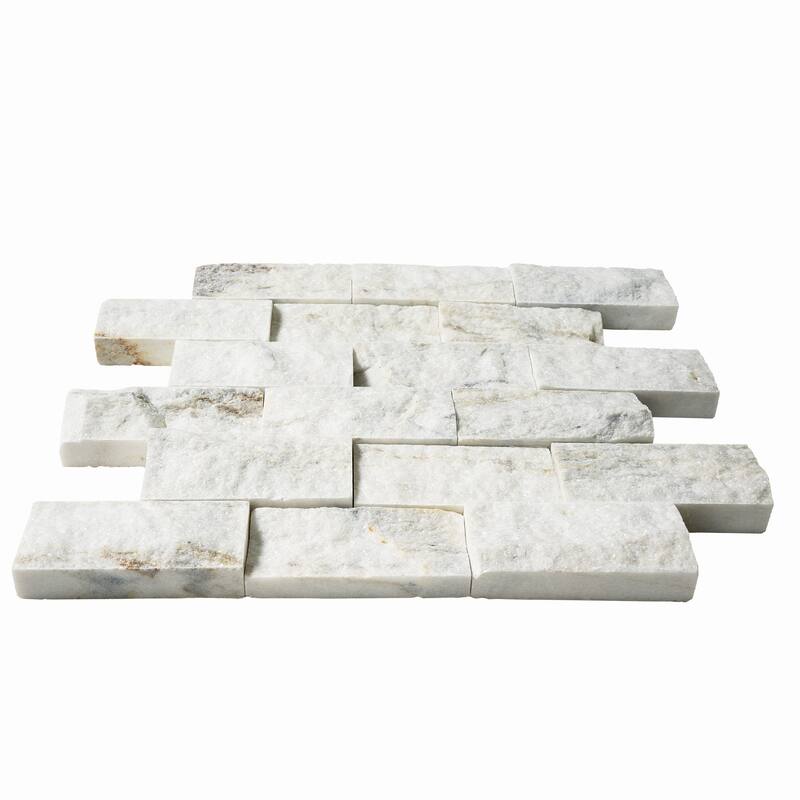 Pale Gray Marble 2" x 4" Split Face Mosaic
