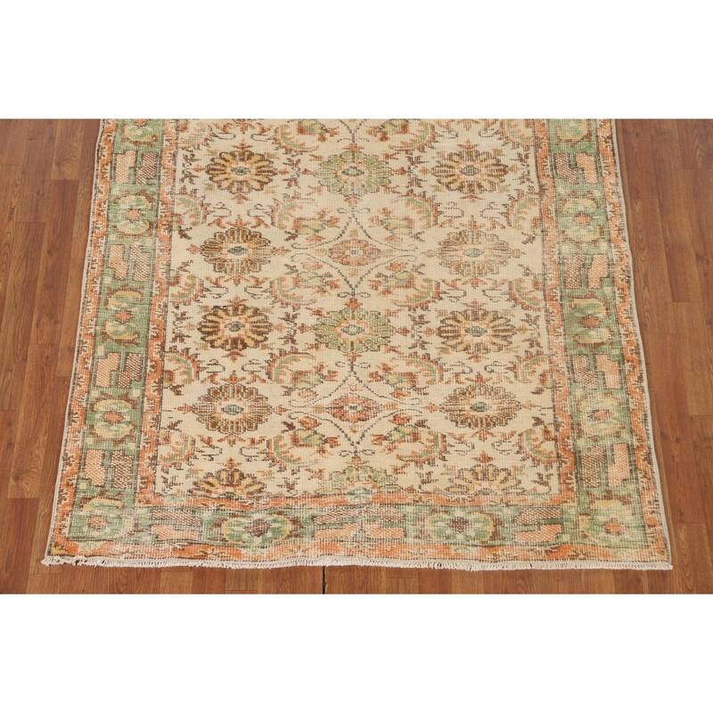 Distressed Sparta Turkish Vintage Area Rug Hand-Knotted Wool Carpet - 5'3"x 8'11"