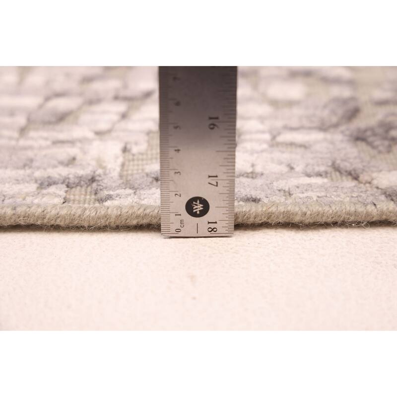 ECARPETGALLERY Hand Loomed Elysian Grey Viscose, Wool Rug - 7'11 x 10'1