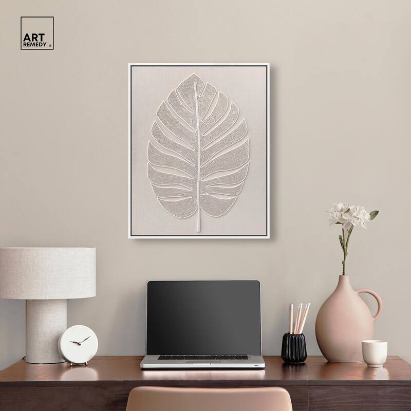 Linen Leaf I Canvas by Art Remedy