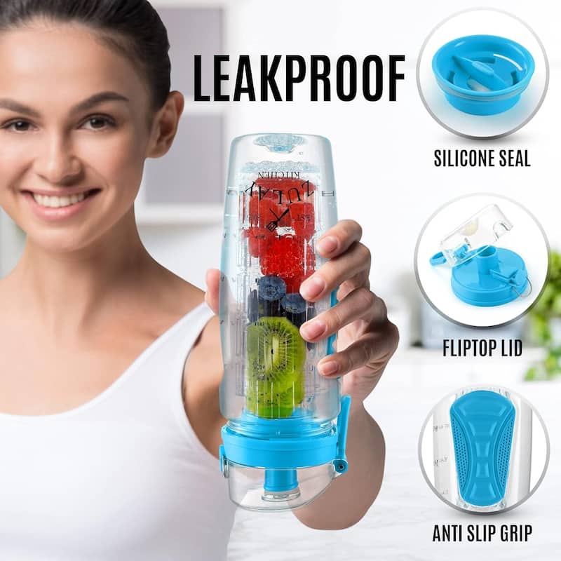 Zulay Kitchen Fruit Infuser Water Bottle With Sleeve 34oz