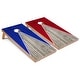preview thumbnail 1 of 4, Solid Wood Cornhole Boards - Royal and Red Triangle Design Premium 2x4 (24" x 48") - Include ALL Accessories