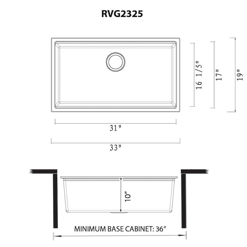 Ruvati 33-inch epiRock Workstation Charcoal Black Undermount Kitchen Sink - RVG2325CK