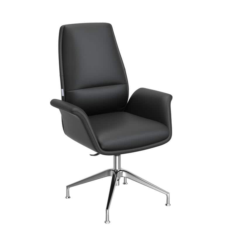 Summit Leather Office Chair with Aluminum Frame, Adjustable Height, Swivel, Sponge Cushion, Easy-Clean Design & Quick Assembly