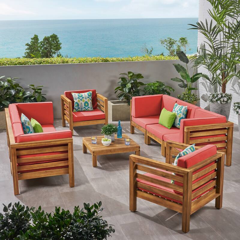 Oana Outdoor 8-seat Acacia Sofa and Club Chair Set by Christopher Knight Home