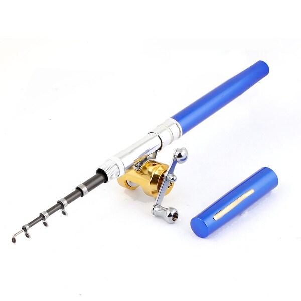 Unique Bargains Blue 38 Telescoping 5 Sections Mini Fishing Rod Pole Reel Angling Gear