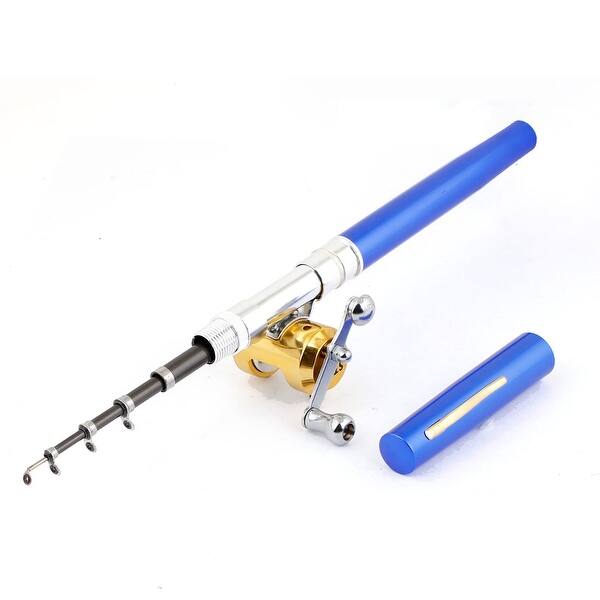 Unique Bargains Blue 38 Telescoping 5 Sections Mini Fishing Rod Pole Reel  Angling Gear