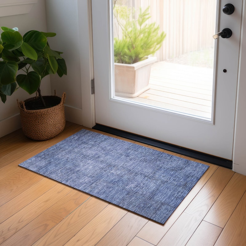 Machine Washable Indoor/ Outdoor Chantille Boho Traditional Rug - Blue - 1'8" x 2'6"